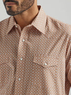 WRANGLER JEANS Shirts Wrangler Men's Silver Edition Copper Print Long Sleeve Western Shirt 112324690