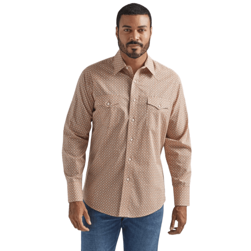 WRANGLER JEANS Shirts Wrangler Men's Silver Edition Copper Print Long Sleeve Western Shirt 112324690