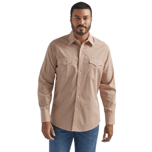WRANGLER JEANS Shirts Wrangler Men's Silver Edition Copper Print Long Sleeve Western Shirt 112324690