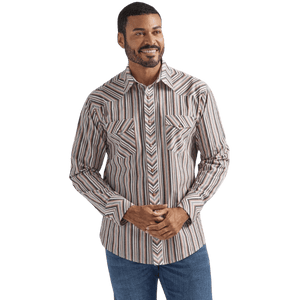 WRANGLER JEANS Shirts Wrangler Men's Silver Edition Copper Stripe Long Sleeve Western Snap Shirt 112324691