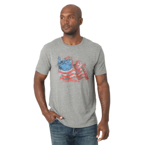 Wrangler Men's USA Flag Graphite Heather Short Sleeve T-Shirt