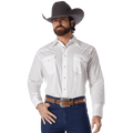 WRANGLER JEANS Shirts Wrangler Men’s White Long Sleeve Broadcloth Western Snap Shirt 71105WH