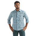 WRANGLER JEANS Shirts Wrangler Men's Wrinkle Resist Blue Plaid Long Sleeve Western Snap Shirt 112324667