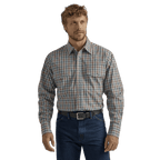 WRANGLER JEANS Shirts Wrangler Men's Wrinkle Resist Brown Long Sleeve Snap Shirt 112330342