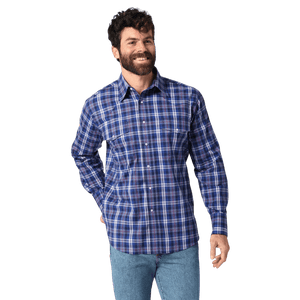 WRANGLER JEANS Shirts Wrangler Men's Wrinkle Resist Sodalite Long Sleeve Western Plaid Shirt 112318651