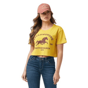 WRANGLER JEANS Shirts Wrangler Women's Horse Mustard Crop Tee 112323592