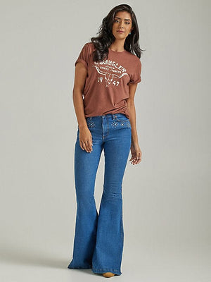 WRANGLER JEANS Shirts Wrangler Women's Steerhead Brown Regular Fit Western Graphic Tee 112339526