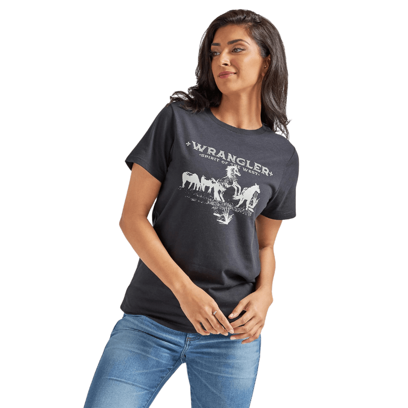WRANGLER JEANS Shirts Wrangler Women' Western Regular Fit Bucking Horse Black Graphic Tee 112339493
