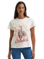 WRANGLER JEANS T-Shirt Wrangler Women's Egret Faded Cowgirl Retro T-Shirt 112372986