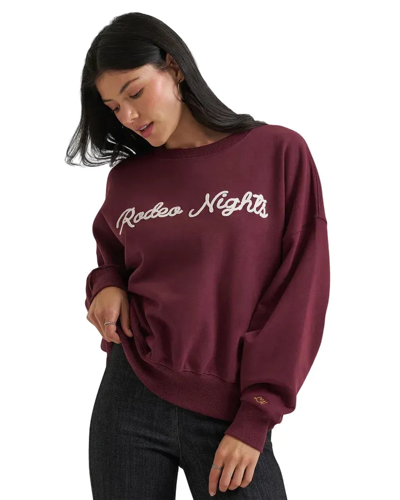 WRANGLER Outerwear Wrangler X Lainey Wilson Burgundy Rodeo Nights Sweatshirt 112382793
