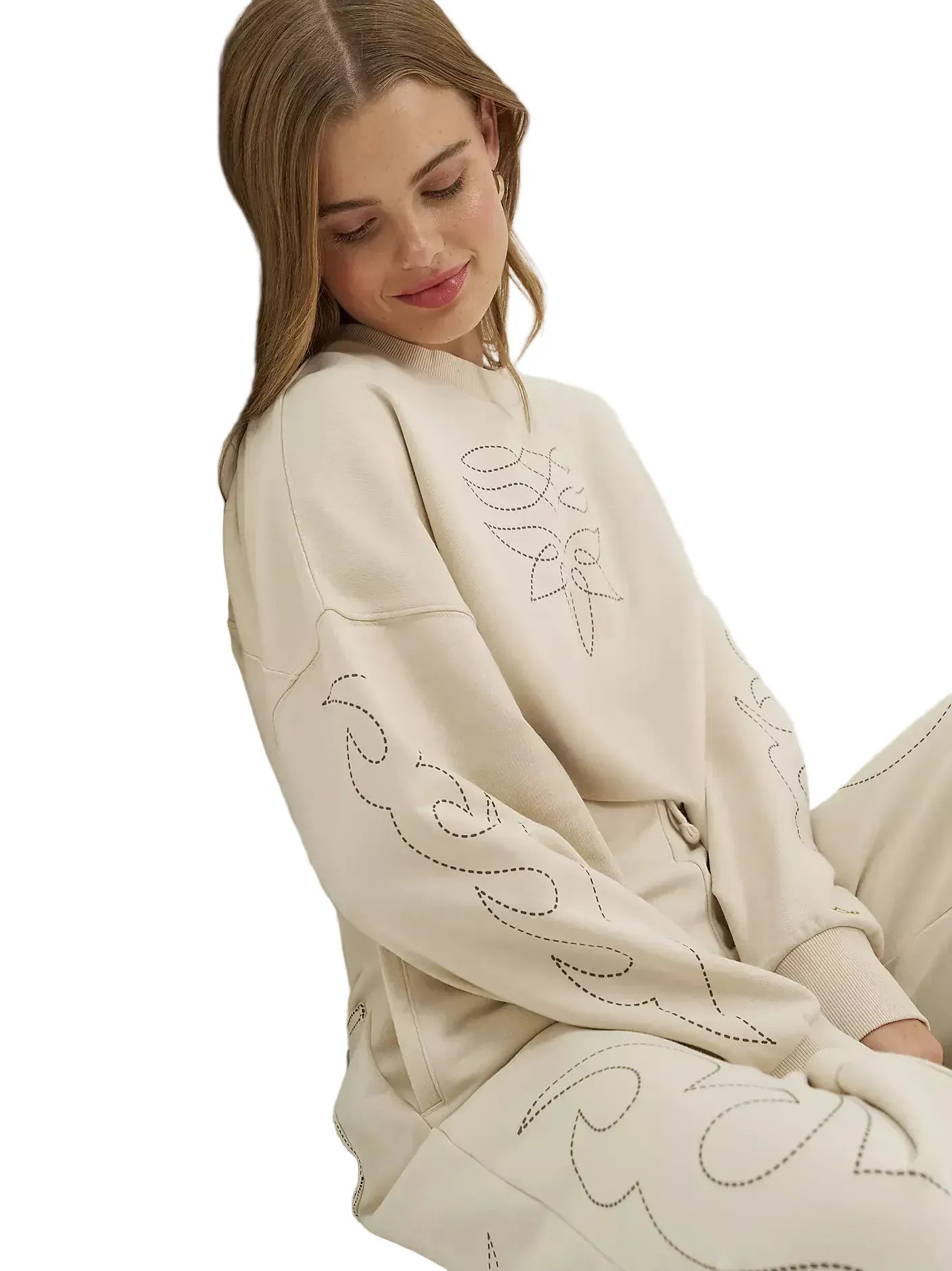 WRANGLER Outerwear Wrangler X Lainey Wilson Cocoa Creme Cowboy Sweatshirt 112375627