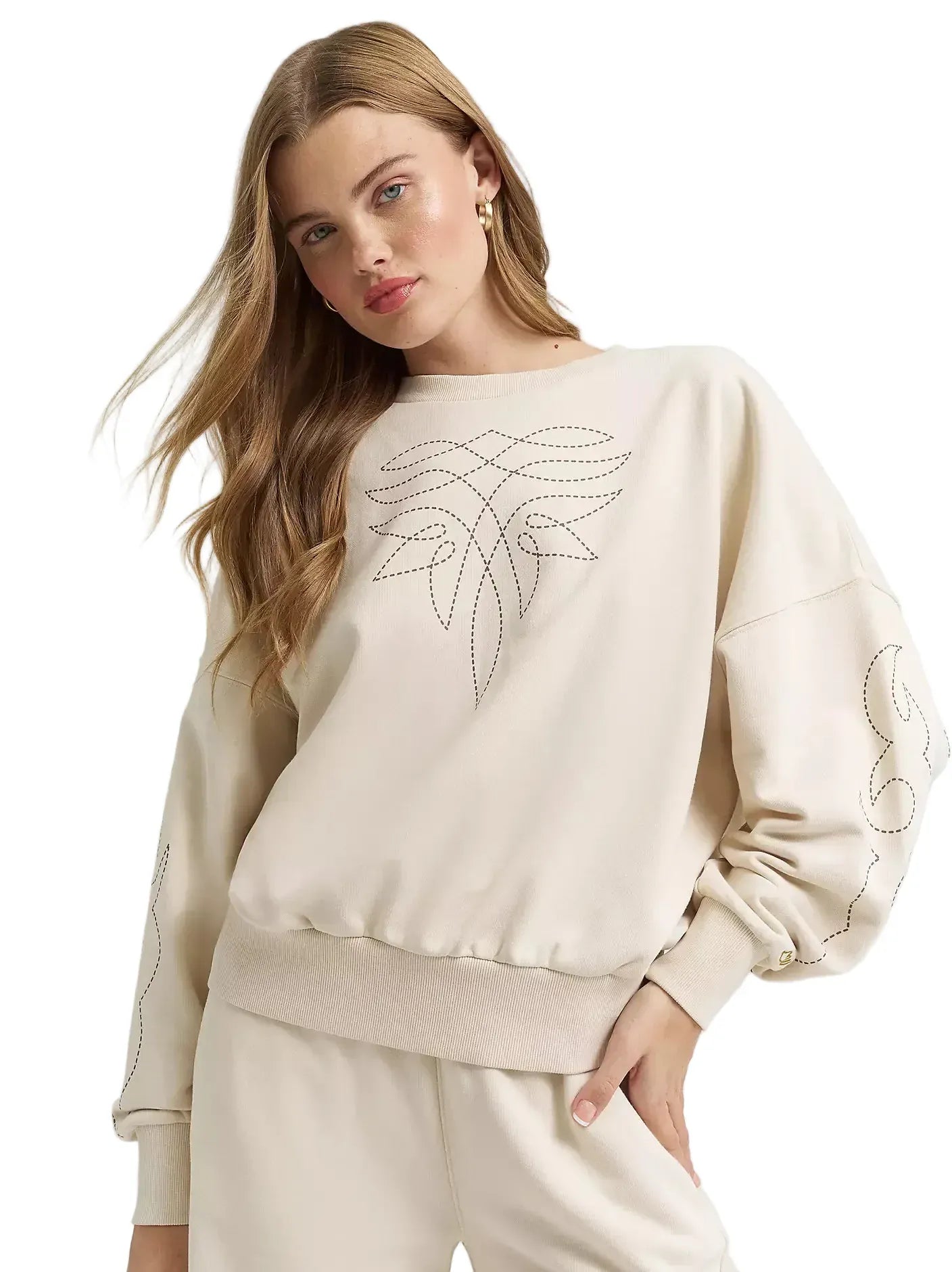 WRANGLER Outerwear Wrangler X Lainey Wilson Cocoa Creme Cowboy Sweatshirt 112375627