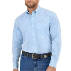 WRANGLER Shirts Men's Wrangler Long Sleeve Button Down Blue  Western Shirt 112359450