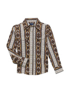WRANGLER Shirts Wrangler Boy's Brown Chain Checotah Long Sleeve Western Snap Shirt 112365830