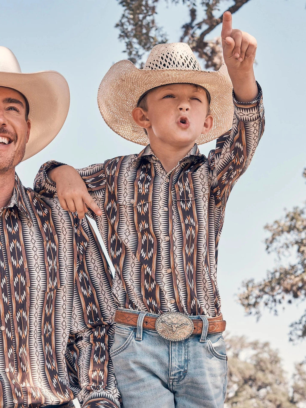 WRANGLER Shirts Wrangler Boy's Brown Chain Checotah Long Sleeve Western Snap Shirt 112365830