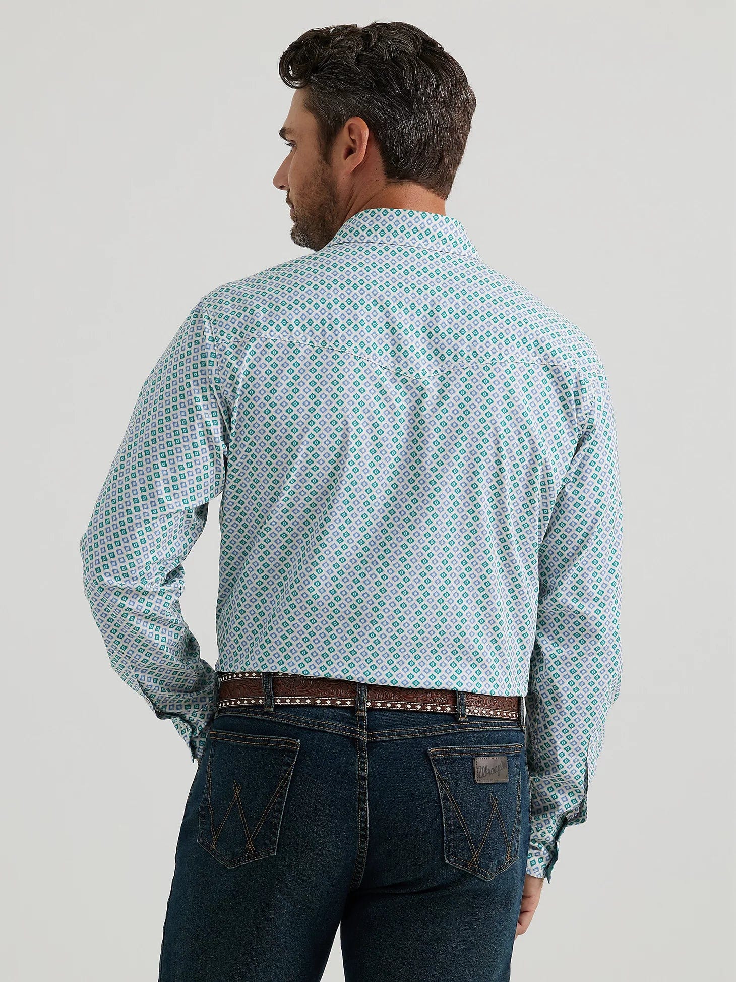 Wrangler Shirts Wrangler Men's 20X Competition Green Roundel Long Sleeve Western Snap Shirt 112344680