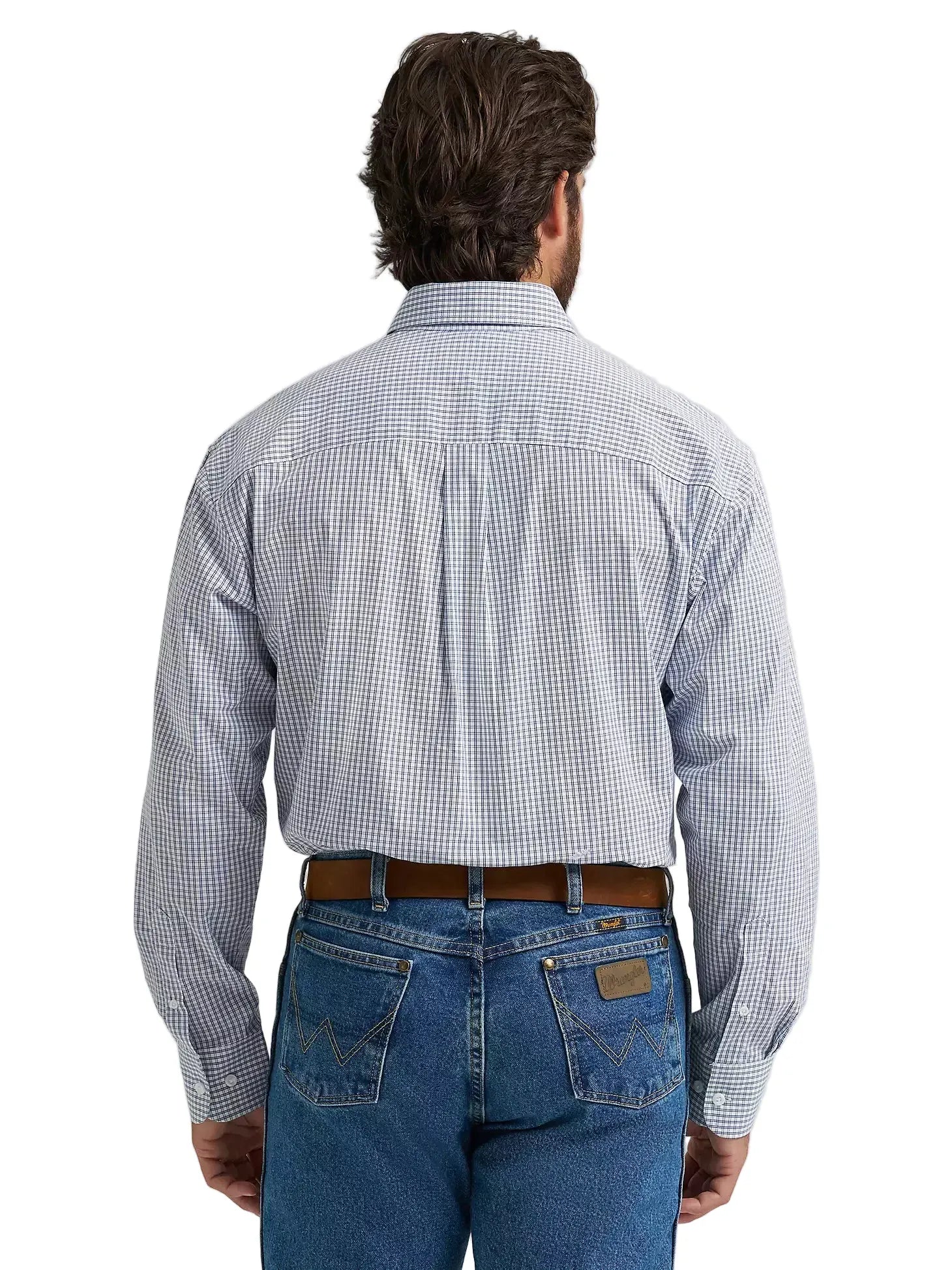 WRANGLER Shirts Wrangler Men's Baby Blue Check George Strait Button Down Western Shirt 112374605