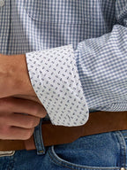 WRANGLER Shirts Wrangler Men's Baby Blue Check George Strait Button Down Western Shirt 112374605