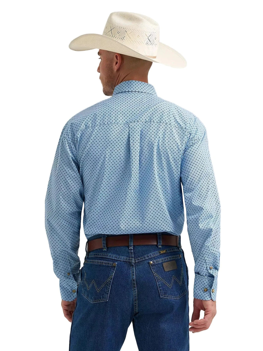 WRANGLER Shirts Wrangler Men's Baby Blue Cross George Strait Button Down Shirt 112374582