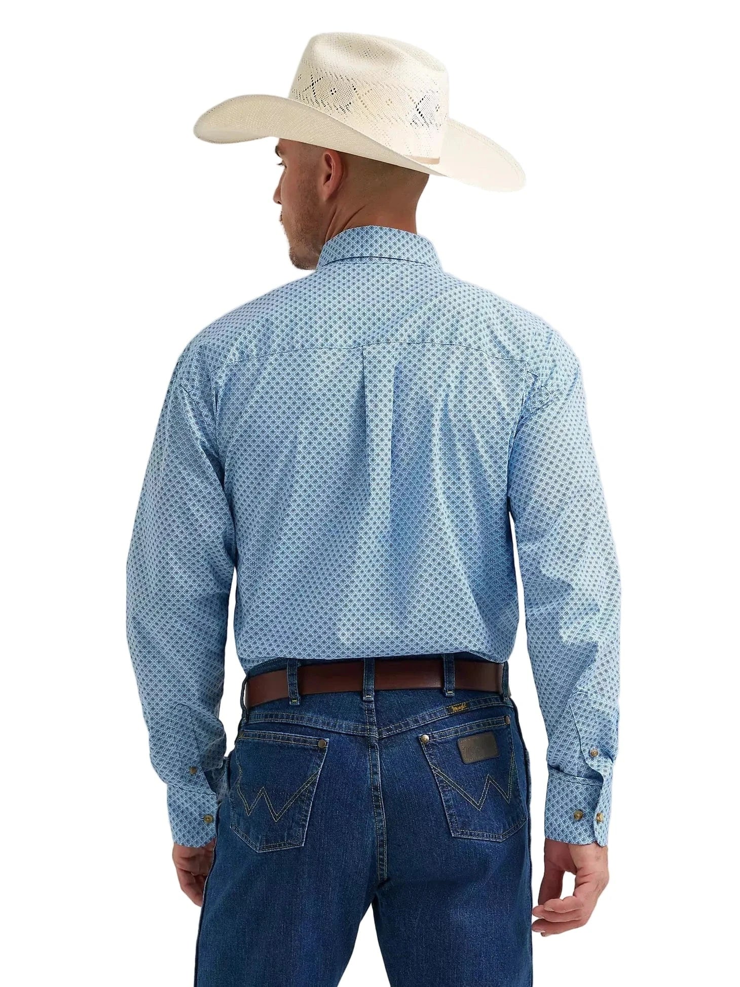 WRANGLER Shirts Wrangler Men's Baby Blue Cross George Strait Button Down Shirt 112374582