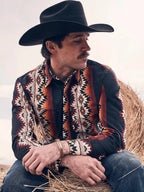 WRANGLER Shirts Wrangler Men's Black Fire Checotah Long Sleeve Western Shirt 112367723