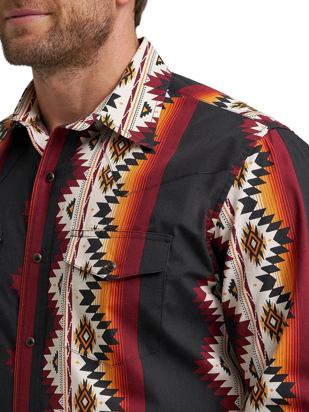 WRANGLER Shirts Wrangler Men's Black Fire Checotah Long Sleeve Western Shirt 112367723