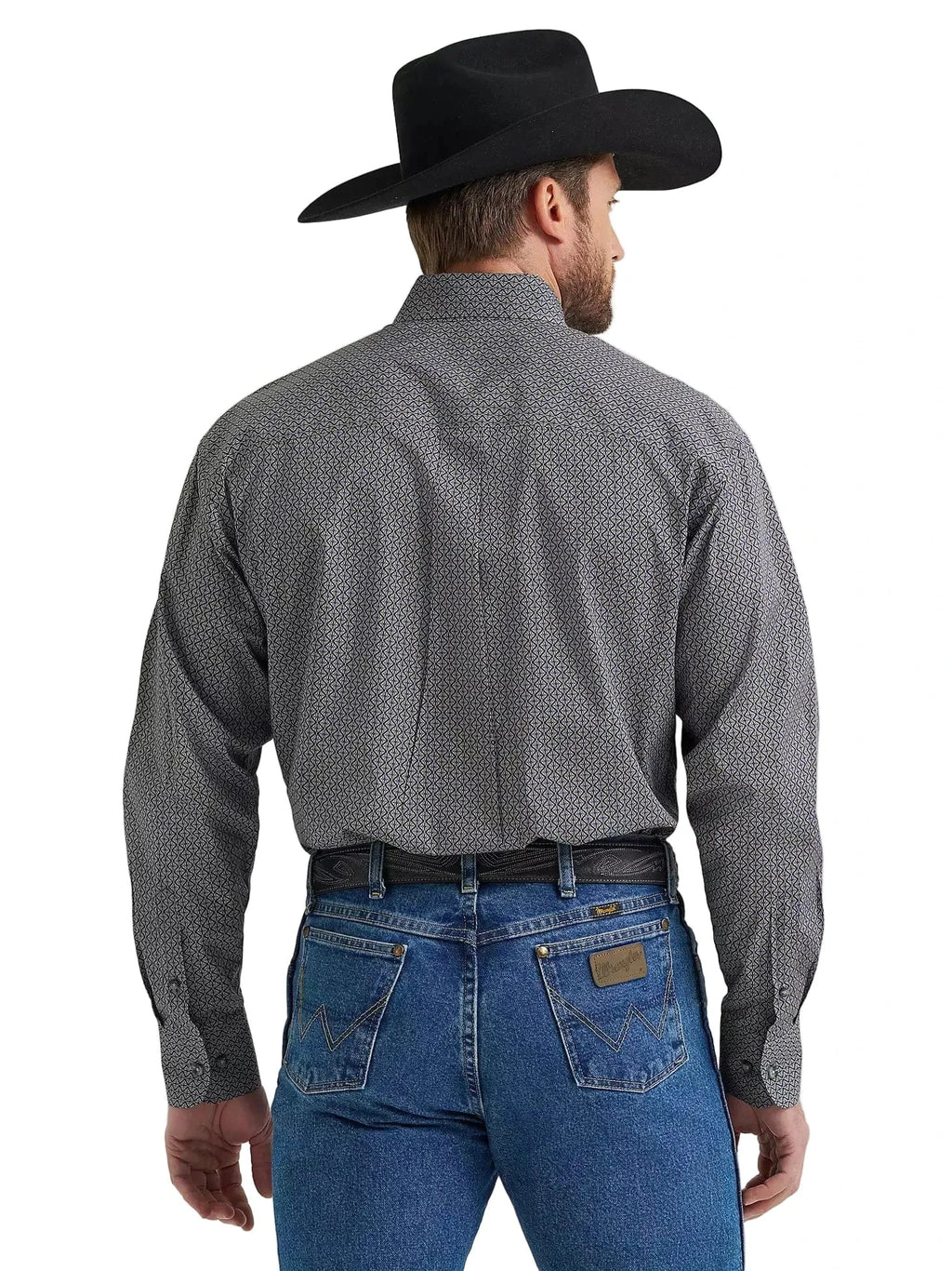 WRANGLER Shirts Wrangler Men's Black Navy Hourglass George Strait Button Down Shirt 112369598