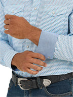 WRANGLER Shirts Wrangler Men's Blue Fence 20X Competition Advance Comfort Long Sleeve Snap Shirt 112365390