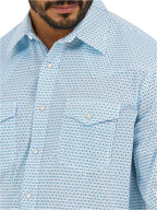 WRANGLER Shirts Wrangler Men's Blue Fence 20X Competition Advance Comfort Long Sleeve Snap Shirt 112365390