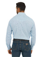 WRANGLER Shirts Wrangler Men's Blue Fence 20X Competition Advance Comfort Long Sleeve Snap Shirt 112365390