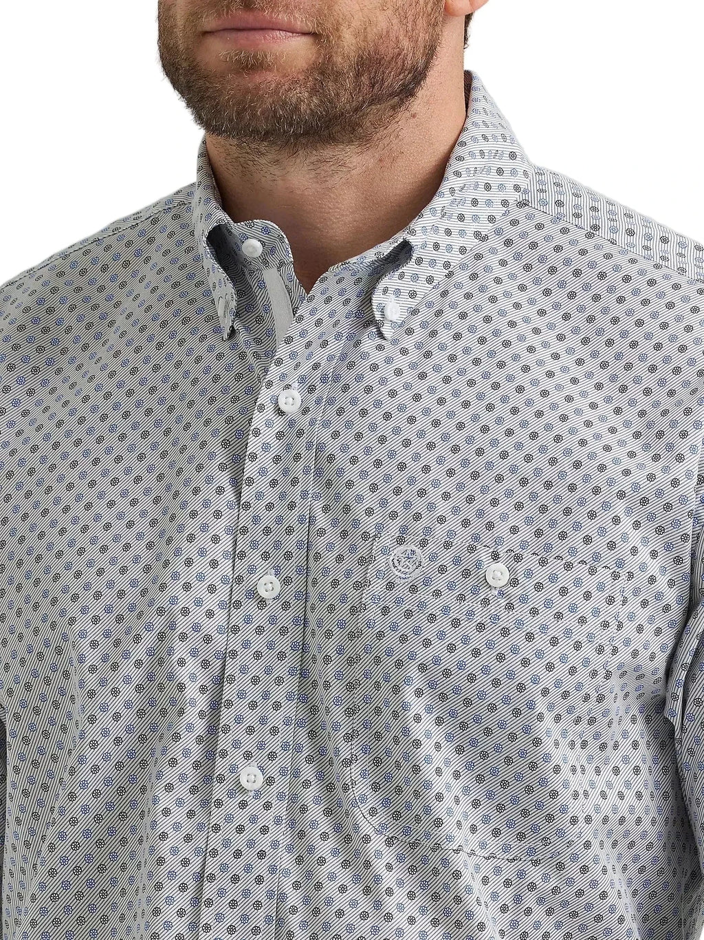 WRANGLER Shirts Wrangler Men's Blue Grey Swirl George Strait Button Down Shirt 112369599