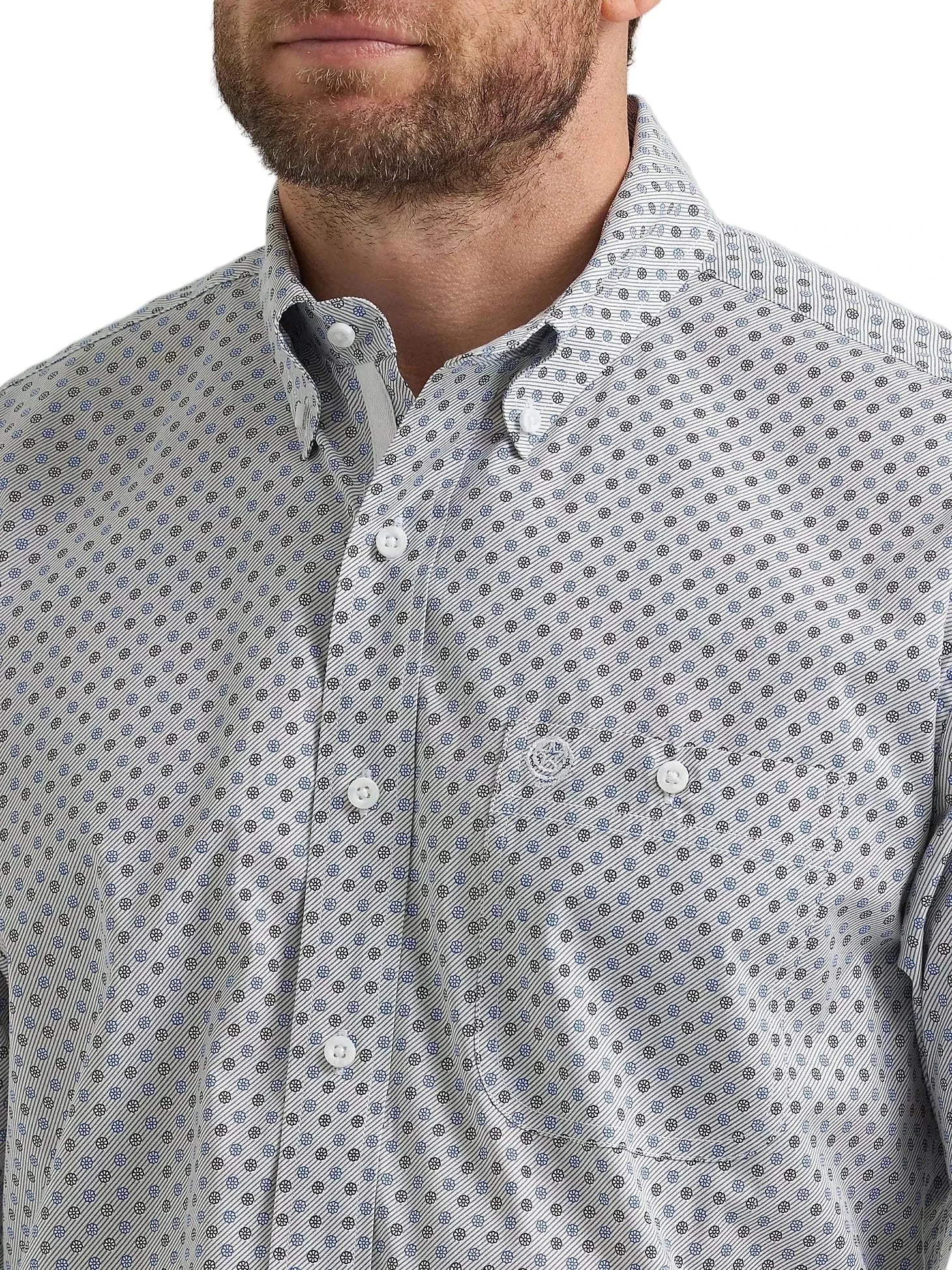 WRANGLER Shirts Wrangler Men's Blue Grey Swirl George Strait Button Down Shirt 112369599