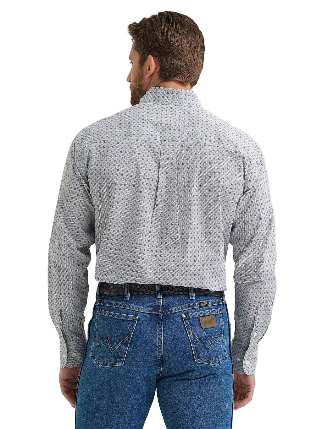 WRANGLER Shirts Wrangler Men's Blue Grey Swirl George Strait Button Down Shirt 112369599
