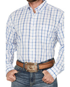 WRANGLER Shirts Wrangler Men's Blue Plaid Button Down Western Shirt 112359449