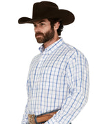 WRANGLER Shirts Wrangler Men's Blue Plaid Button Down Western Shirt 112359449