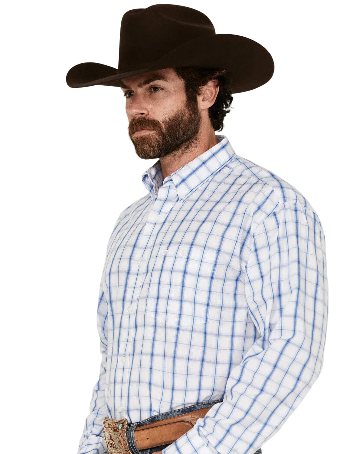 WRANGLER Shirts Wrangler Men's Blue Plaid Button Down Western Shirt 112359449