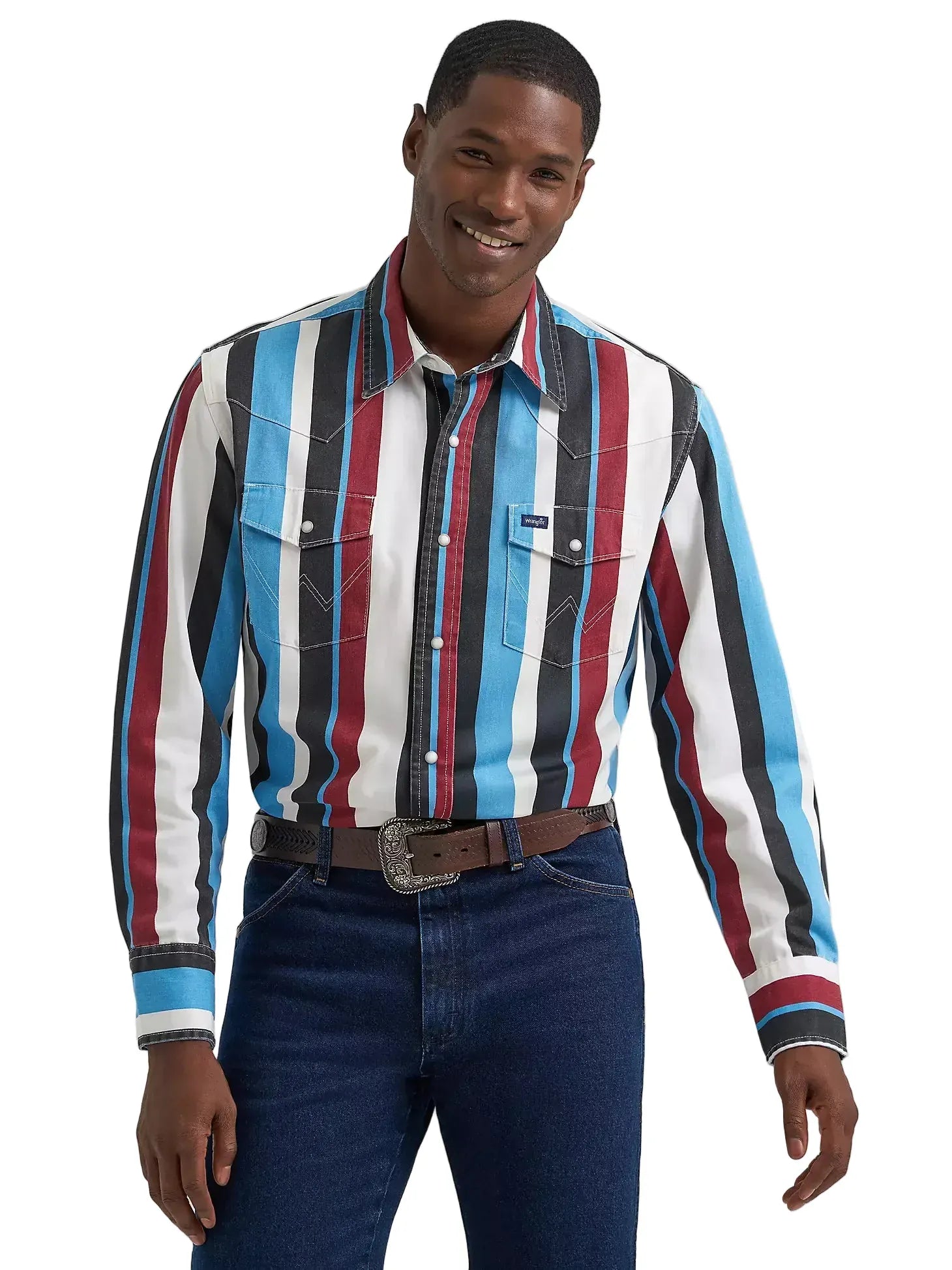 WRANGLER Shirts Wrangler Men's Blue Raspberry Vintage Inspired Brushopper Western Shirt 112374804