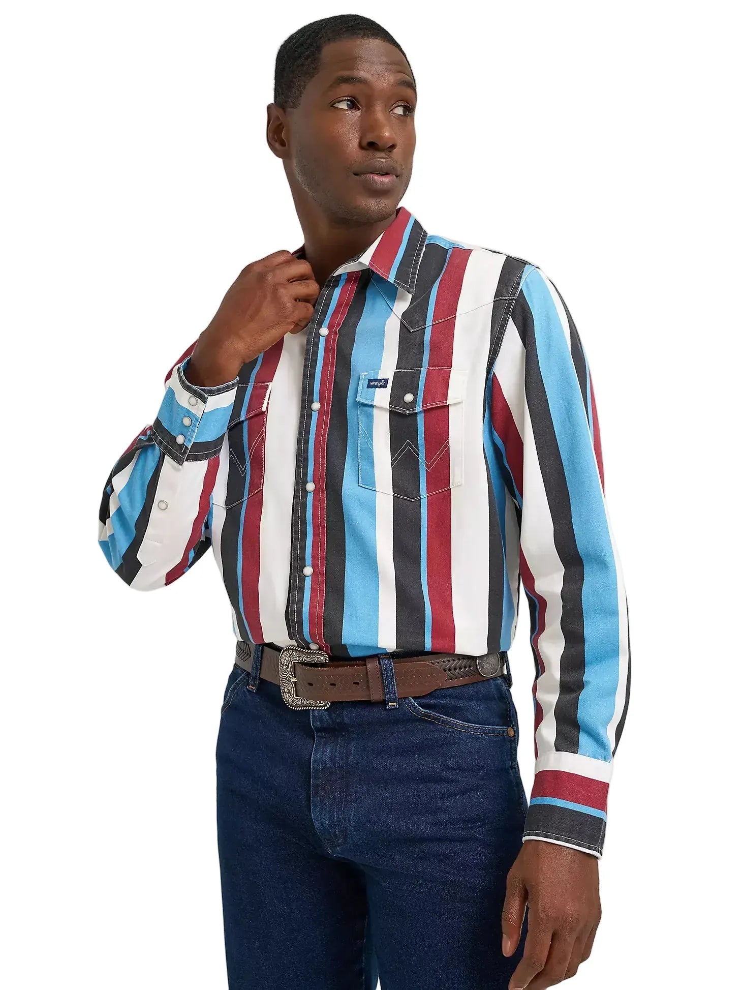 WRANGLER Shirts Wrangler Men's Blue Raspberry Vintage Inspired Brushopper Western Shirt 112374804