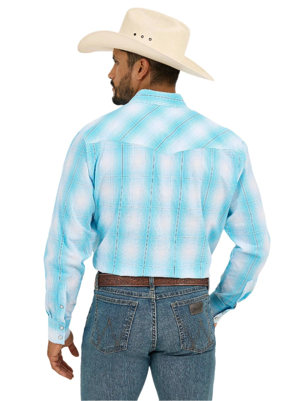 WRANGLER Shirts Wrangler Men's Bright Sky Plaid 20X Advanced Comfort Long Sleeve Snap Shirt 112365392