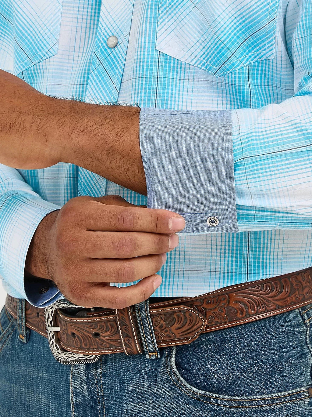 WRANGLER Shirts Wrangler Men's Bright Sky Plaid 20X Advanced Comfort Long Sleeve Snap Shirt 112365392