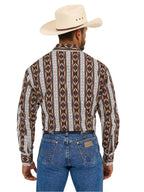 WRANGLER Shirts Wrangler Men's Brown Chain Checotah Long Sleeve Snap Shirt 112365888