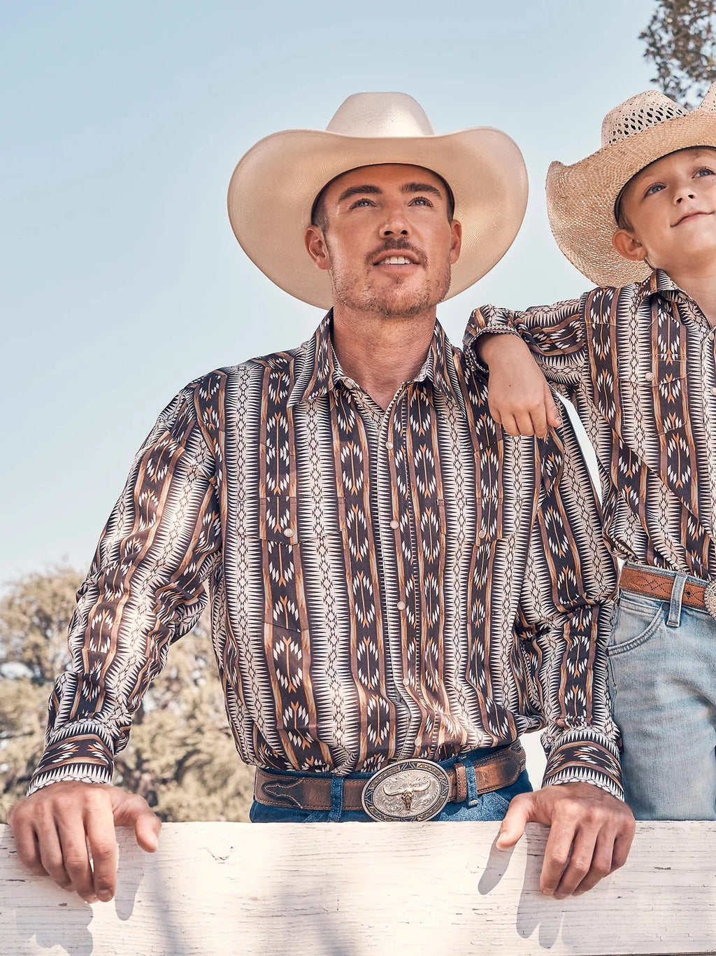 WRANGLER Shirts Wrangler Men's Brown Chain Checotah Long Sleeve Snap Shirt 112365888