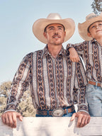 WRANGLER Shirts Wrangler Men's Brown Chain Checotah Long Sleeve Snap Shirt 112365888