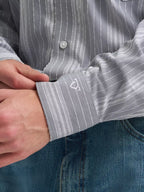 WRANGLER Shirts Wrangler Men's Charcoal Dobby Stripes Cody Johnson Button Down Shirt 112374477