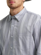 WRANGLER Shirts Wrangler Men's Charcoal Dobby Stripes Cody Johnson Button Down Shirt 112374477