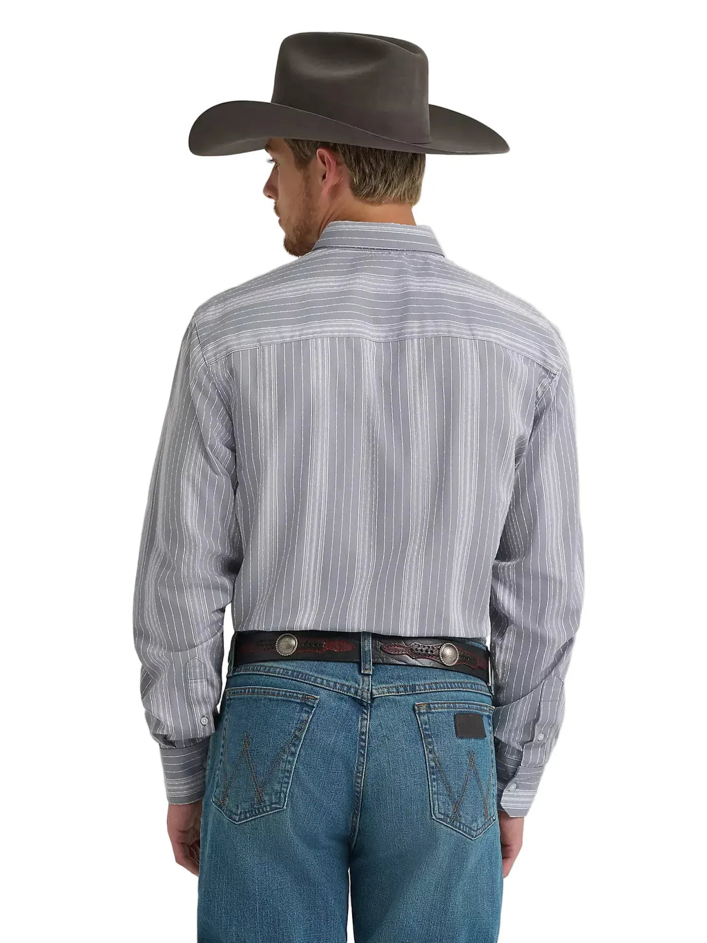 WRANGLER Shirts Wrangler Men's Charcoal Dobby Stripes Cody Johnson Button Down Shirt 112374477