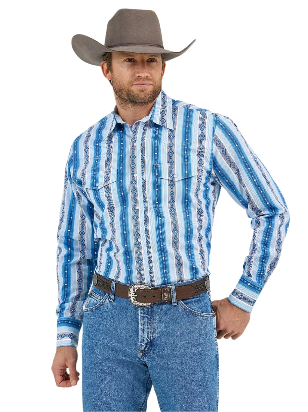 Wrangler別注MIYAGI HIDETAKA WESTERN SHIRTS Wrangler Men's Retro Long-Sleeve Sawtooth Snap Pocket