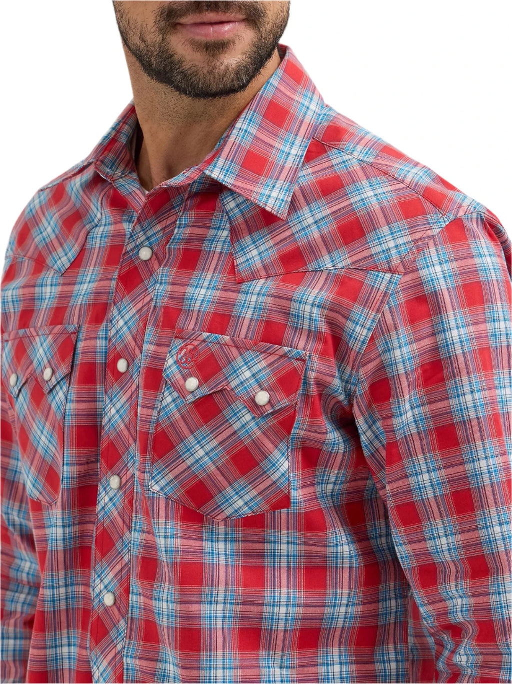 WRANGLER Shirts Wrangler Men's Cherry Red Retro Long Sleeve Sawtooth Snap Western Shirt 112365832