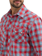 WRANGLER Shirts Wrangler Men's Cherry Red Retro Long Sleeve Sawtooth Snap Western Shirt 112365832