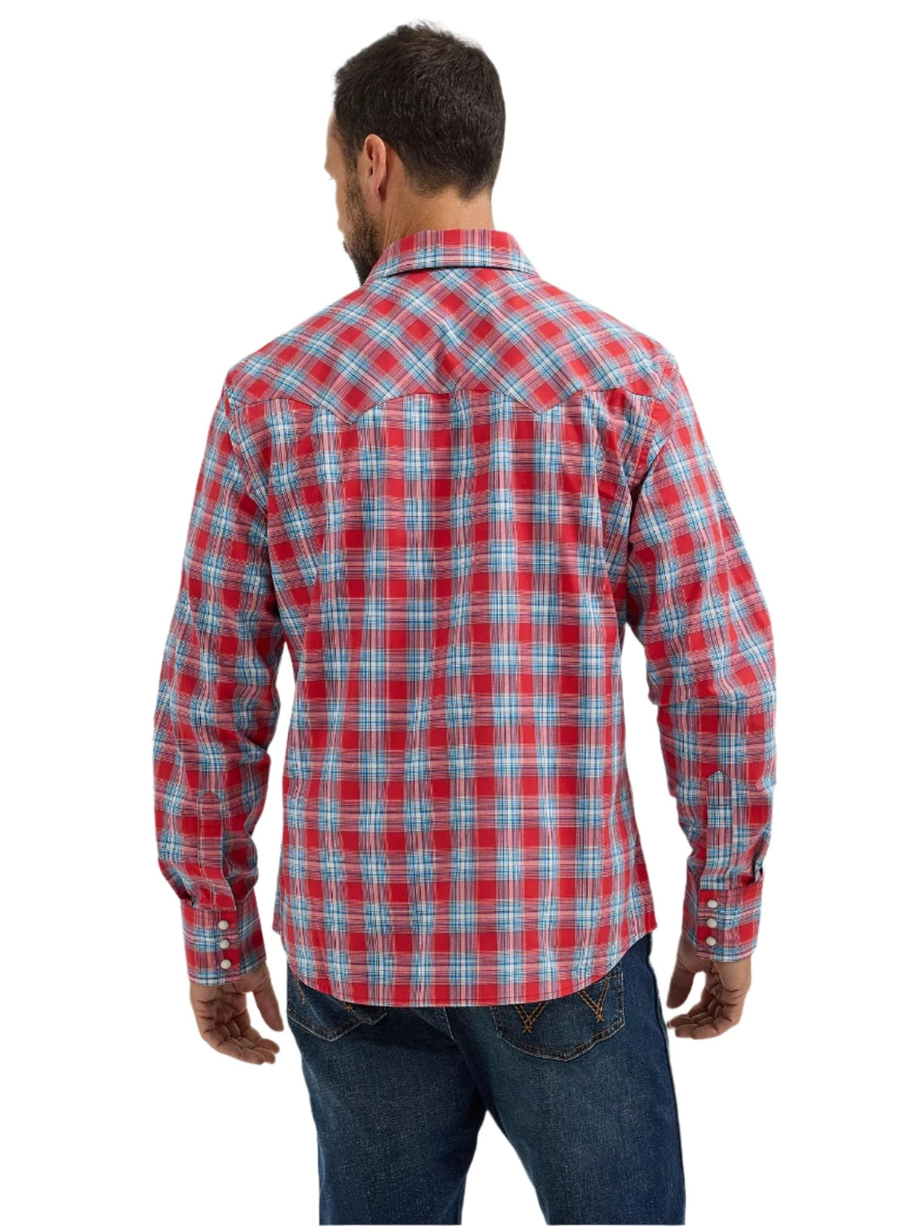 WRANGLER Shirts Wrangler Men's Cherry Red Retro Long Sleeve Sawtooth Snap Western Shirt 112365832